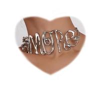 RELOVET Metallic Amore Necklace Wide Script Word Choker Necklace, One Size, Metal, No Gemstone