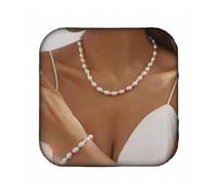 RELOVET Pearl Necklace and Bracelet Set Elegant Faux Pearls Rainbow Beaded Cute for Women