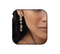RELOVET Teardrop Pearl Clover Wedding Bridal Dangling Earrings Pearl Drop Earrings for Women Crystal Rhinestones Cubic Zirconia (gold)