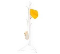 Relquorax Beech Wood Coat Rack for Kids - Height Adjustable Stand with 9 Hooks, Freestanding Kids Clothes Organizer for Hallway Bedroom, Easy Assembly