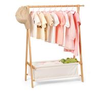 Relquorax Kids Clothing Rack with Storage, Dress Up Rack, Child ClothesRack, Small Garment, for Costume, Bamboo (Natural Color)
