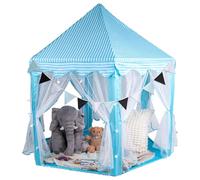 RELSY Blue Pop Up Tent For Kids Gazebo Tent, Includes LED Lights & Bunting, Blue Kids Play Gazebo Style, 140 x 140 x 135cm