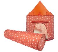 Relsy Burnt Orange Tunnel & Play Tent For Kids Bundle, Indoor/Outdoor Playhouse Foldable Play Tent For Children With 180cm Pop-Up Tunnel, Ball Pit & Garden Toys, Warm Terracotta Star Design