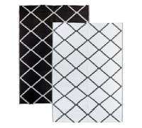 Relsy Extra Large Black & White Garden Rug For Patio & Outdoor Area, Reversible Chevron Lightweight Design, 180 X 270Cm
