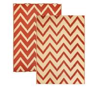 Relsy Extra Large Garden Outdoor Rug For Patio, Reversible Chevron Colours, Red & Cream Waterproof Area Rug 180 X 270Cm