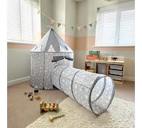 RELSY Grey Pop Up Tent And Tunnel For Kids | 150cm x 45cm Play Tunnel | 135 X 100cm Play Tent | Games & Adventure Set