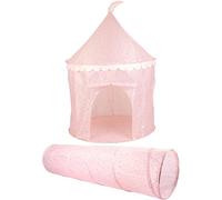 Relsy Kids Pop Up Play Tent And Tunnel - Indoor/Outdoor Childs Playhouse Misty Pink Terrazzo Style, Pink Kids Tent & Tunnel Bundle, Play Den Ball Pit Garden Toys For Toddler Unisex Children Age 3+