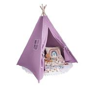 Relsy Kids Violet Blush Teepee Tent For Kids | Purple Play Tipi/Pop Up Tent For Girls & Boys 140 x 120cm Cotton Canvas With Star Lights & Rug Accessories