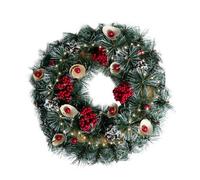 RELSY Pre Lit Christmas Wreaths for Front Door,40cm Extra Large Christmas Door Wreath with Lights,Christmas Decorations,Colorful Artificial Flowers & Fruits (C)