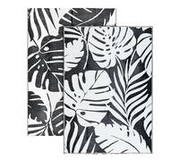 Relsy Outdoor Rug Waterproof Reversible Extra Large 180 x 270 cm Garden Rug, Black & White Tropical Leaf Area Rugs For Garden Outdoor Patio Rug, Camping Mat, Deck, Backyard, Picnic