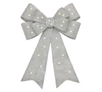 Relsy Pre-lit Christmas Bow Silver Bow, Flashing, Dimmable & Timer Options & Remote Control - Large Bow 55cm Large Christmas Door Bow/Christmas Tree Topper Christmas Door Wreaths Alternative