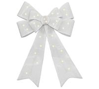 Relsy Pre-lit Christmas Bow White Bow, Flashing, Dimmable & Timer Options & Remote Control - Large Bow 55cm Large Christmas Door Bow/Christmas Tree Topper Christmas Door Wreaths Alternative