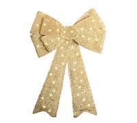 RELSY Pre-lit Christmas Bows gold Christmas Decorations - 60cm Large Christmas Door Bow/Christmas Tree Topper Christmas Door Wreaths Alternative - With 30 LED Lights