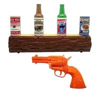Relsy Wild West Gunslinger - Kid's 20 Meter Range Target Shooting Set With Infrared Toy Gun & Pop Off Bottle/Cans Targets - Safe Shooting Game For Kids