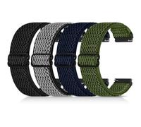 Relting 4 Pack 20mm Elastic Nylon Bands Compatible with Vivoactive 6/5/3, Venu/Venu 2 Plus/Vivomove 3, Bip 3/Bip 3 Pro, Quick Release Repalcement Soft Band for Active 2, Black+Gray+Blue+Green, 20mm