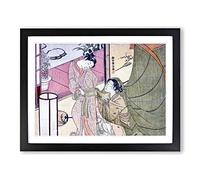 Reluctant Leave Taking By Harunobu Suzuki Asian Japanese Framed Print | A4 Black Framed Wall Art | Ready to Hang | Asian Nature Picture | Living Room Bedroom Lounge Office