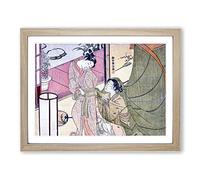 Reluctant Leave Taking By Harunobu Suzuki Asian Japanese Framed Print | A4 Oak Framed Wall Art | Ready to Hang | Asian Nature Picture | Living Room Bedroom Lounge Office