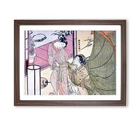 Reluctant Leave Taking By Harunobu Suzuki Asian Japanese Framed Print | A4 Walnut Framed Wall Art | Ready to Hang | Asian Nature Picture | Living Room Bedroom Lounge Office