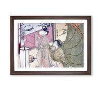 Reluctant Leave-Taking by Harunobu Suzuki Framed Print | A2 Walnut Framed Wall Art | Ready to Hang | Modern Nature Picture | Living Room Bedroom Lounge Office