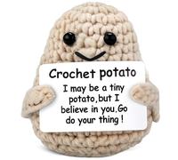Reluen Funny Positive Potato,Cute Wool Knitting Doll with Positive Card,Positivity Affirmation Cards,Funny Knitted Potato Doll Xmas New Year Gift Decoration