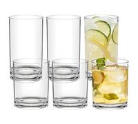 RÉΑLWÁY Plastic Cups Reusable Set of 6 - Acrylic Glasses Drinkware - Acrylic Cups Clear Plastic Tumblers - Unbreakable Plastic Drinking Glasses - Dishwasher-Safe - Highball Lowball 3 Each 12 OZ/17 OZ