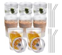 RÉΑLWÁY REALWAY 17 oz Iced Coffee Cups with Lids and Straws Set of 8, Unbreakable Plastic Drinking Glasses Reusable Iced Coffee Glass to Go Cup for Iced Tea,Juice, Water,BPA Free, Dishwasher Safe