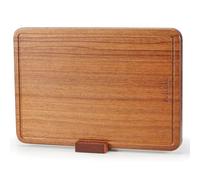 Relxinke Solid Teak Wood Cutting Board One Piece Non Glued Thick Crack Resistant Wooden Chopping Board with DeepJuice Grooves Built in Handles for Kitchen Meat Vegetables Chese 13 X 8.7 Inch