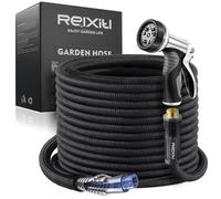 Relxitl Garden Hose, Flexible Water Hose, Ultra Lightweight Non-Expanding hose with 10 Function Sprayer, Leak proof, Pressure Resistant for Yard, Outdoor (Black, 50FT)