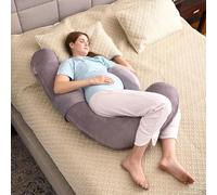 RELY+ Gyno-Recommended Premium F-Shaped Pregnancy Pillow Full Body Support for Sleeping & Maternity Comfort Relieves Back Pain, Hip Discomfort & Swelling Soft, Smooth, Removable Cover