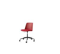 Rely HW29 Dining Chair Without Armrest Swivel With Wheels Upholstered Seat Vermilion Red/ Black/Hallingdal 680