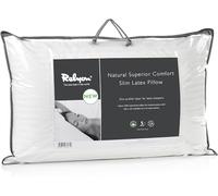 Relyon Superior Comfort Slim Breathable Natural Latex Pillow with a Soft 100% Cotton Cover, White, W63cm x H45cm x Depth 10cm,Pack of 1