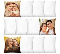 Remagr 12 Pack Sublimation Pillow Cases Bulk 18 x 18 Inch White Blank Cushion Covers DIY Heat Transfer Pillow Covers Short Plush with Invisible Zipper Decorative Polyester Throw Case