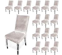 Remagr 16 Pcs Plastic Dining Chair Covers Protectors Clear Protector Waterproof Seat Cover, Fit W/21 x D/20 Inch