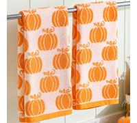 Remagr 2 Pcs Fall Hand Towels Orange Leaves Bathroom Towels 100% Cotton Highly Absorbent Soft Kitchen Dish Autumn Gifts for Holiday Decor Home Decorations, 29 x 13 Inch (Pumpkin)