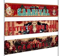 Remagr 3 Pcs Halloween Circus Backdrop Creepy Carnival Party Decoration Horror Theme Welcome to the Carnival Background for Photo Booth Halloween Birthday Indoor Outdoor Party Supplies