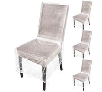 Remagr 4 Pcs Plastic Dining Chair Covers Protectors Clear Protector Waterproof Seat Cover, Fit W/21 x D/20 Inch