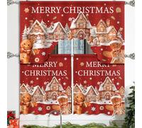 Remagr Christmas Kitchen Curtains 3 Pieces Set Gingerbread Man Window Curtains and Valance for Kitchen Home Bedroom Living Room Cafe Windows 60'' x 36'' Valance & 36'' x 30'' x 2 Panels