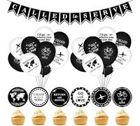 Remagr LDS Missionary Theme Decor for Farewell Party Including Called to Serve Banner, 24 Pcs Called to Serve Cake Topper and 24 Pcs Balloon, Going Away Back to School Party Black Favors Supplies