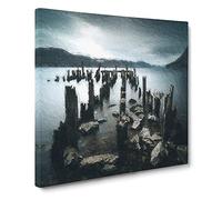 Remains of a Jetty in Loch Ness Modern Canvas Wall Art Print Ready to Hang, Framed Picture for Living Room Bedroom Home Office Décor, 20x20 Inch (50x50 cm)