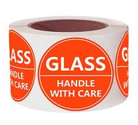 Remarkable 2 Inch Round Orange Glass Stickers - Fragile Warning Labels, 500 Per Roll