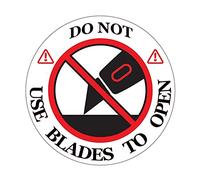 Remarkable DO NOT USE Blades to Open Warning LabelsStickers, 3 Round RedWhiteBlack Warning Sticker, for Shipping, Handling, Packing, and Moving(300 Labels)