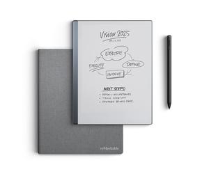 reMarkable Essentials Bundle - Gray | reMarkable 2 Paper Tablet | Includes 10.3 reMarkable Tablet Marker Plus Pen with Eraser Book Folio Cover in Gray