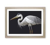 Remarkable Heron Bird BLK Framed Print | A3 Oak Framed Wall Art | Ready to Hang | Modern Animal Picture | Living Room Bedroom Lounge Office