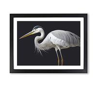 Remarkable Heron Bird BLK Framed Print | A4 Black Framed Wall Art | Ready to Hang | Modern Animal Picture | Living Room Bedroom Lounge Office