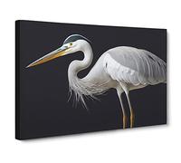 Remarkable Heron Bird Canvas Wall Art Print 30x20 Inch