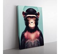 Remarkable Monkey Canvas Wall Art Print Ready to Hang, Framed Picture for Living Room Bedroom Home Office Décor, 60x40 cm (24x16 Inch)