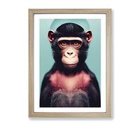 Remarkable Monkey Framed Print | A3 Oak Framed Wall Art | Ready to Hang | Modern Animal Picture | Living Room Bedroom Lounge Office
