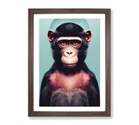 Remarkable Monkey Framed Print for Living Room Bedroom Home Office Décor, Wall Art Picture Ready to Hang, Walnut A3 Frame (34 x 46 cm)
