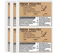 Remarkable Poultry Freezer Labels,2.5inchx4inch with Safe Handling Instructions Exemption-P.L. 90-492 (100Pcs )