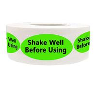 Remarkable Shake Well before Using Stickers, 0.75 x 1.5 inch Fluorescent Green with Black Shake Well before Using Stickers Labels, 500 Labels on a Roll